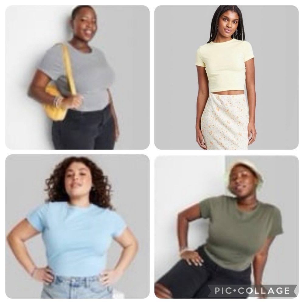 Wild Fable short sleeve fitted t shirt size XXL, grey, light blue, olive green